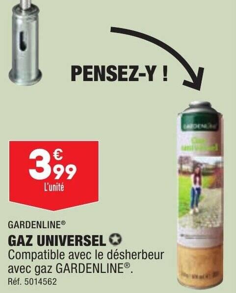 GAZ UNIVERSEL Compatible avec le désherbeur avec gaz GARDENLINEⓇ. Réf. 5014562