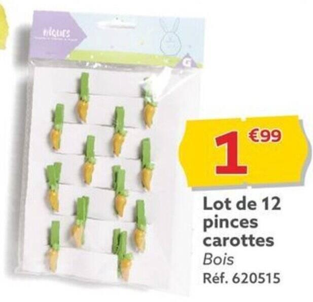 Lot de 12 pinces carottes