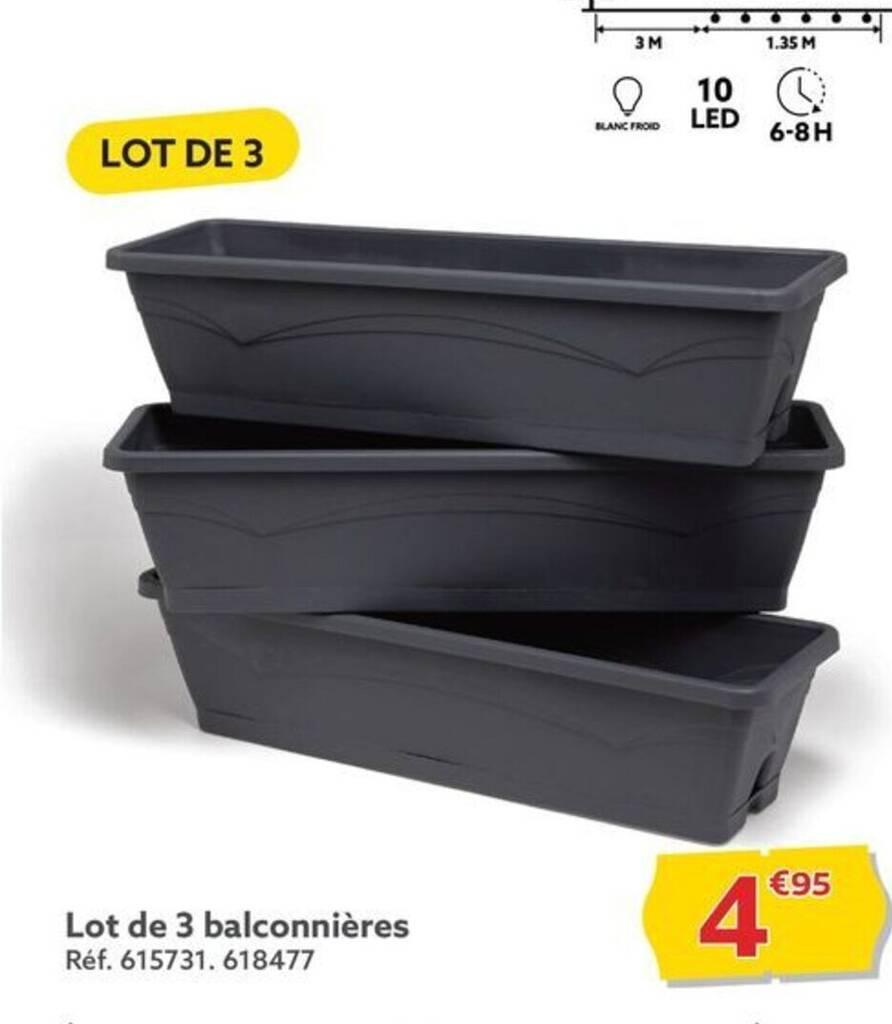 Lot de 3 balconnières