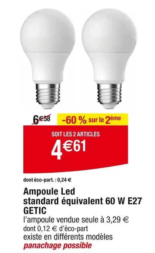 GETIC Ampoule Led standard équivalent 60 W E27