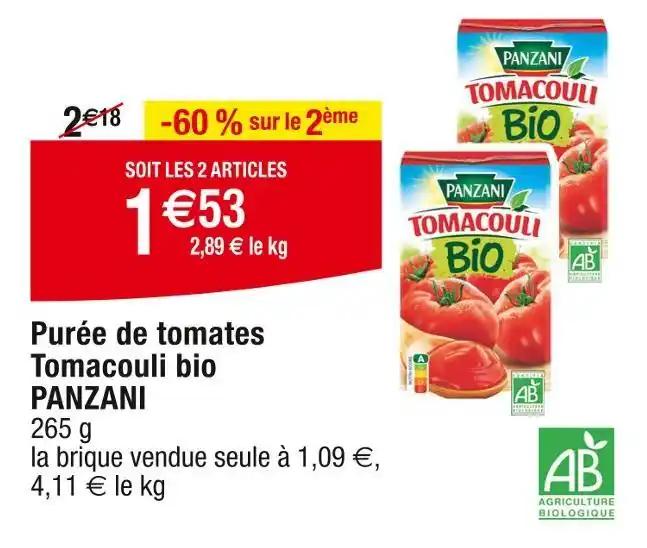 PANZANI Purée de tomates Tomacouli bio