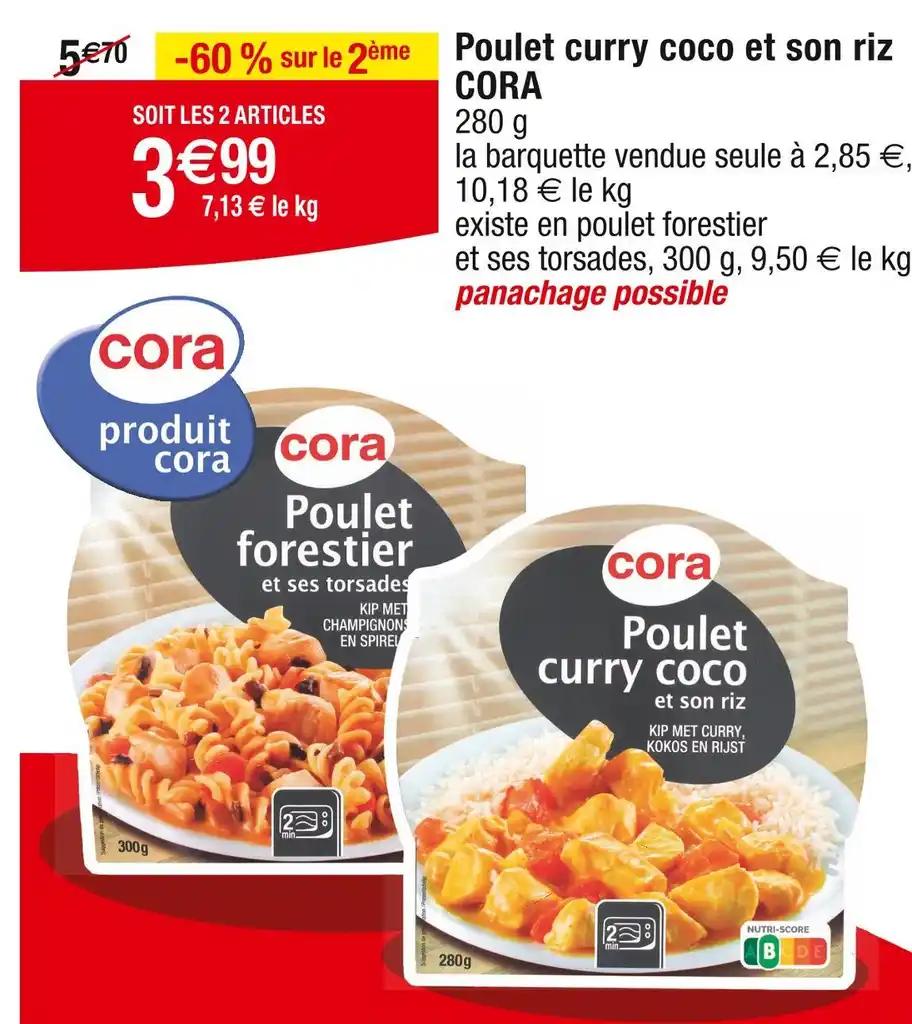CORA Poulet curry coco et son riz