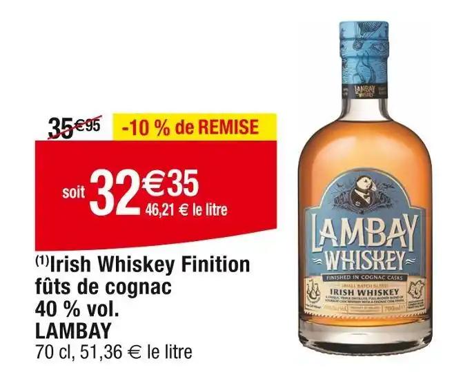 LAMBAY Irish Whiskey Finition fûts de cognac 40% vol