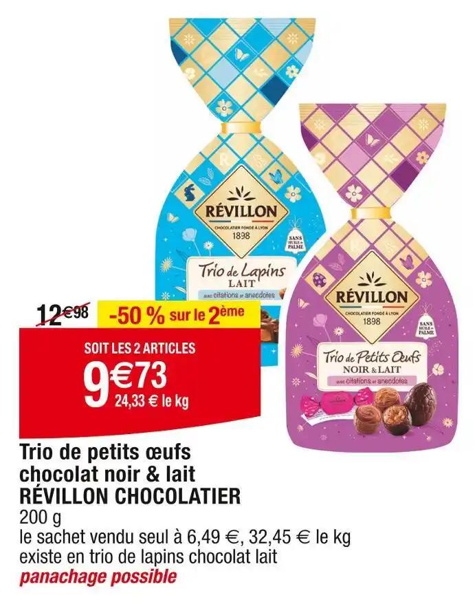 RÉVILLON CHOCOLATIER Trio de petits œufs chocolat noir & lait