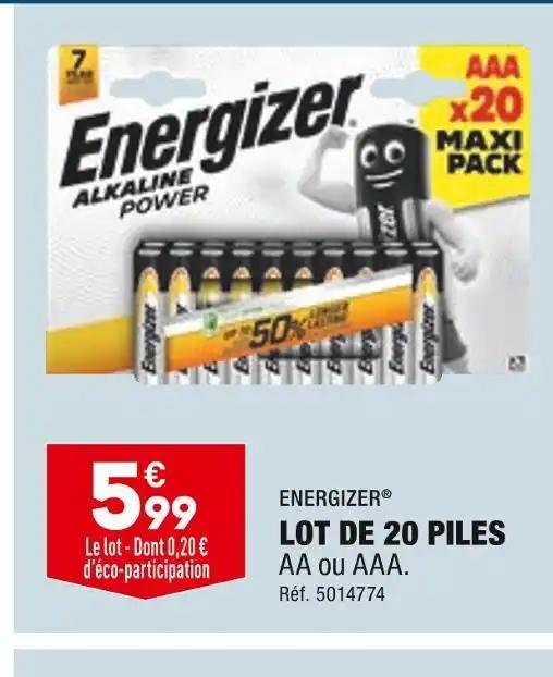 ENERGIZER LOT DE 20 PILES