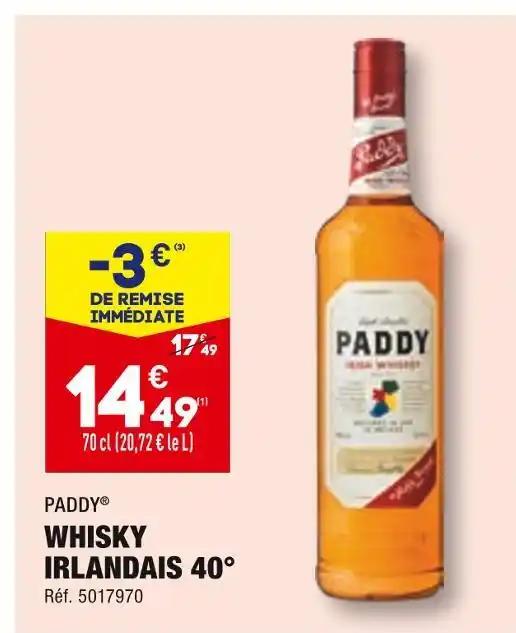 PADDY WHISKY IRLANDAIS 40°