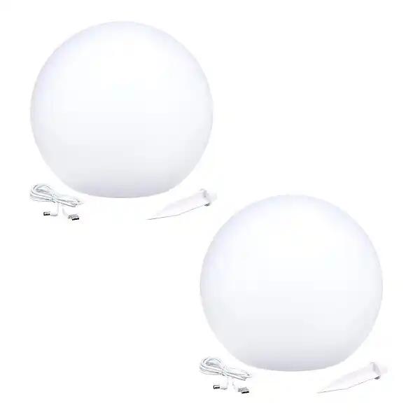 2 Boules lumineuses solaires SOLSTY C30 Blanc Polyéthylène ∅30cm