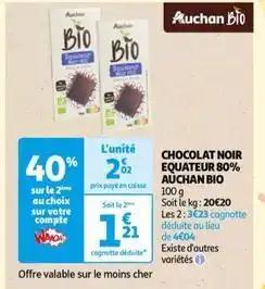 Auchan - chocolat noir equateur 80% bio