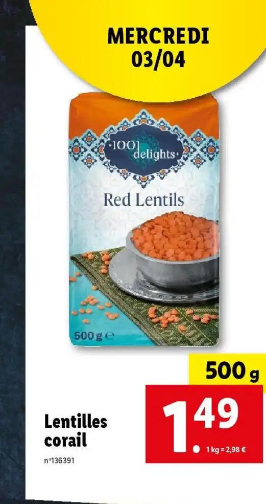 Lentilles corail