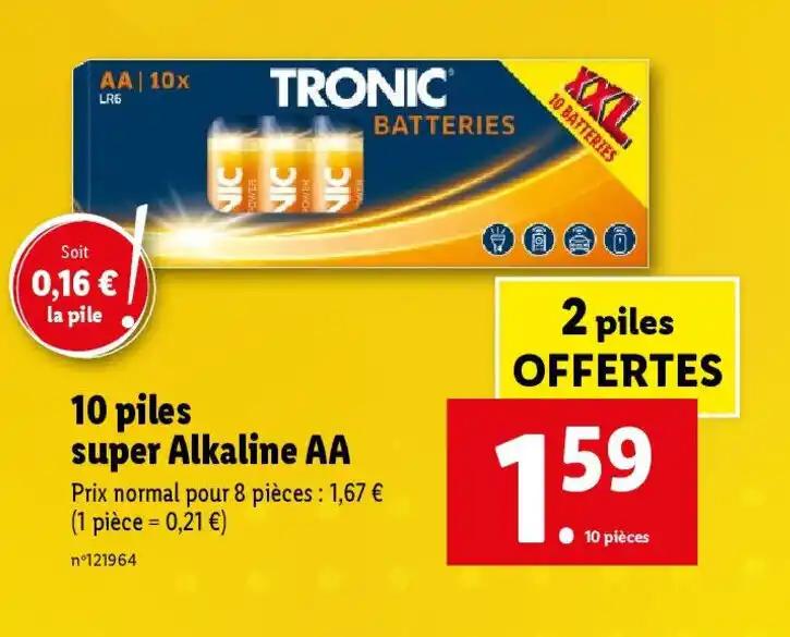 10 piles super Alkaline AA