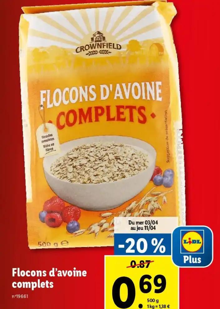 Flocons d'avoine complets