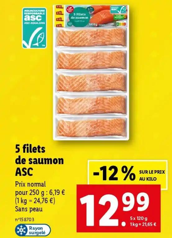 5 filets de saumon ASC