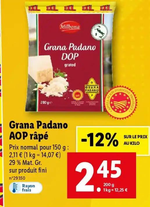 Grana Padano AOP râpé