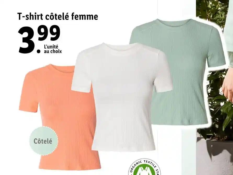 LYCRA T-shirt côtelé femme