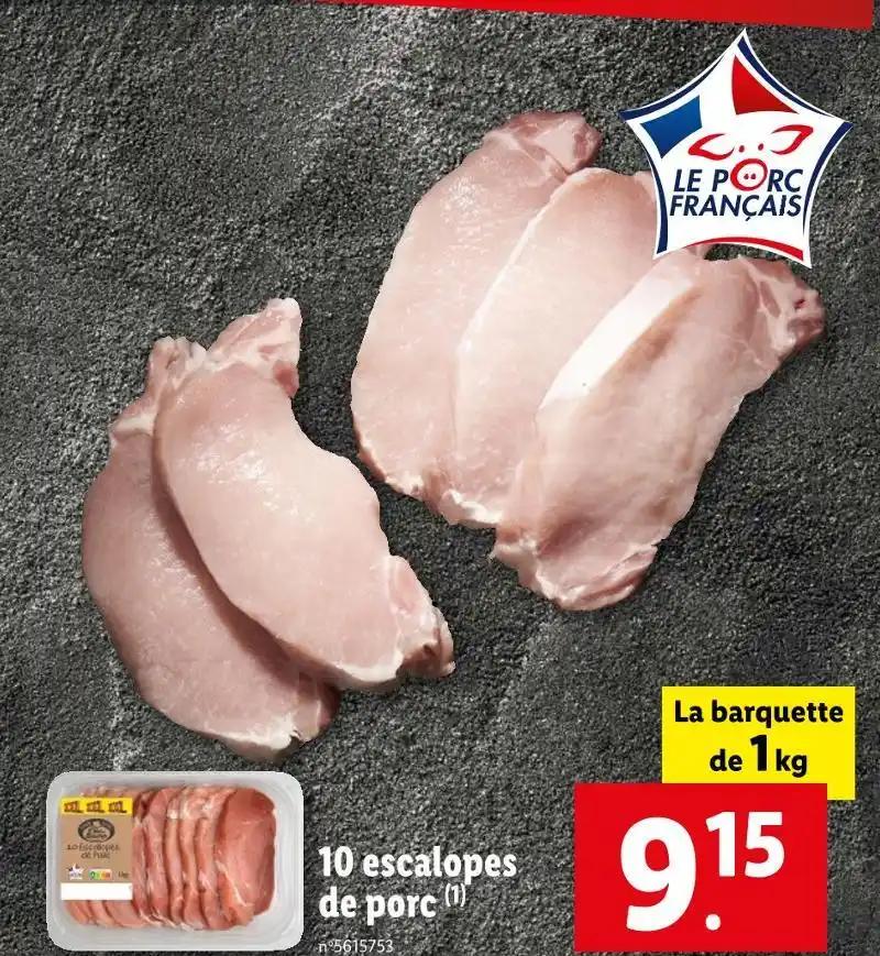 10 escalopes de porc