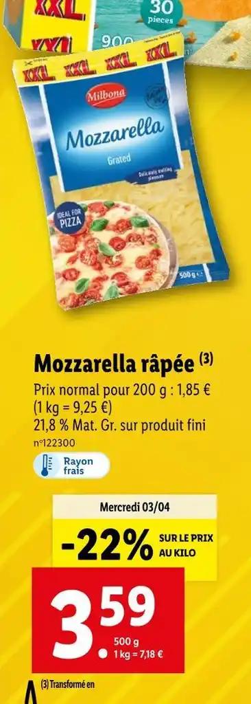 Milbona Mozzarella râpée