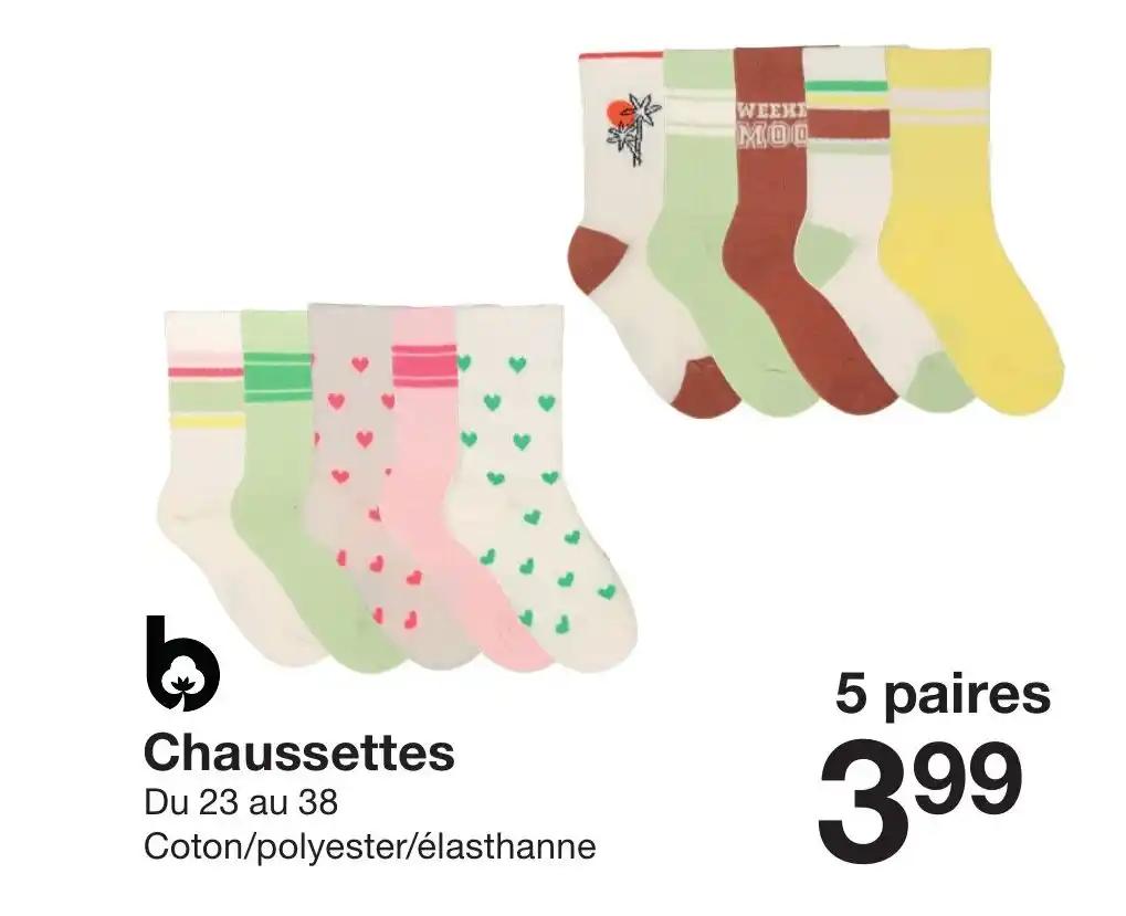 Chaussettes Du 23 au 38 Coton/polyester/élasthanne