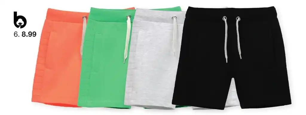 Short Tailles 92-164. Coton/polyester recyclé/élasthanne.