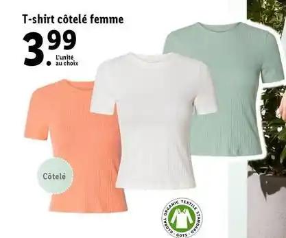 T-shirt côtelé femme