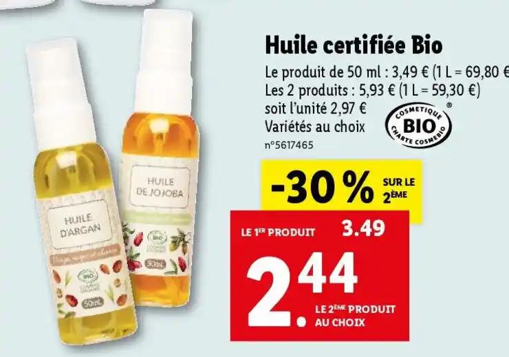 Huile certifiée Bio