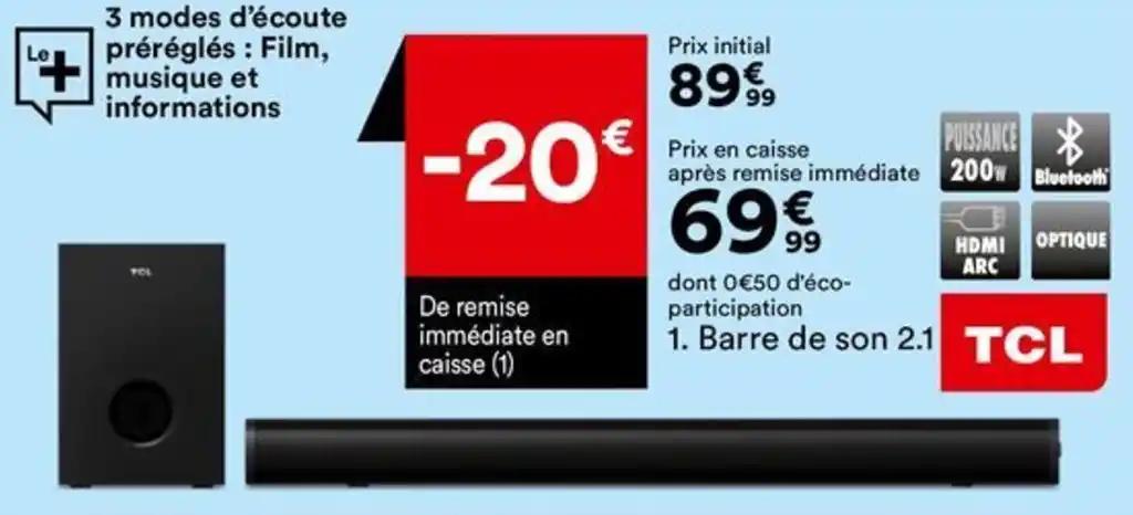 Barre de son 2.1 TCL