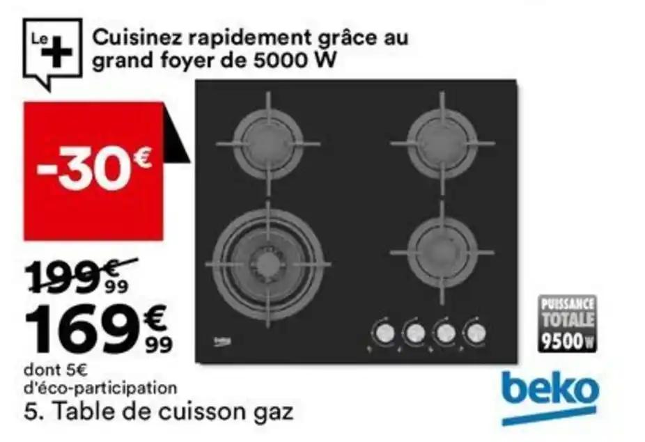 Table de cuisson gaz