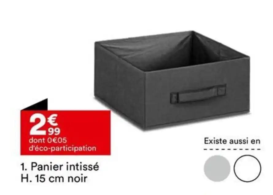 Panier intissé H. 15 cm noir