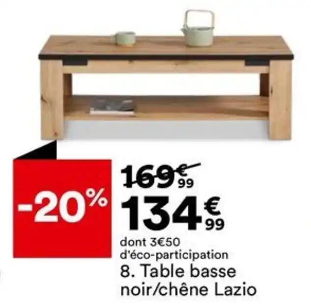 Table basse noir/chêne Lazio