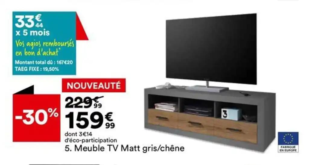 Meuble TV Matt gris/chêne