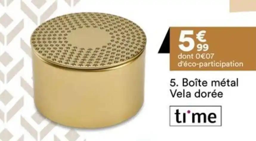 Boîte métal Vela dorée