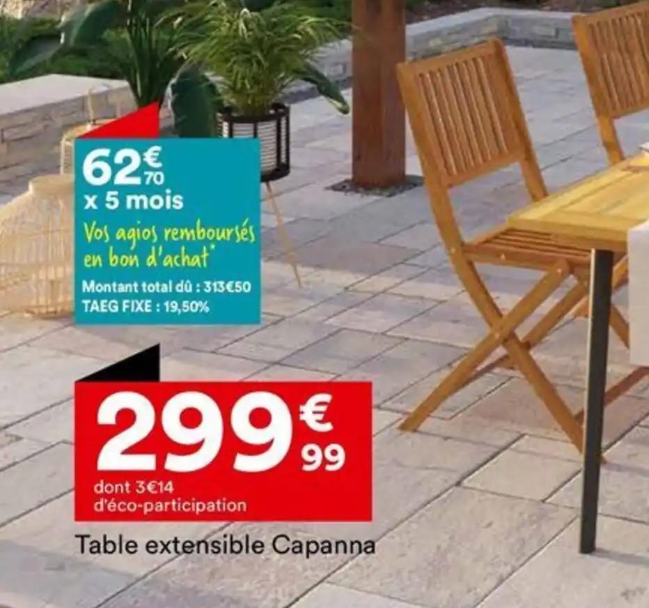 Table extensible Capanna