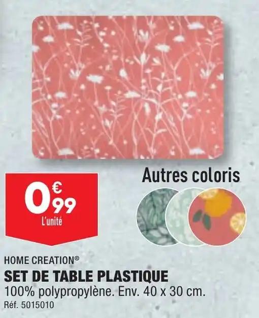 SET DE TABLE PLASTIQUE