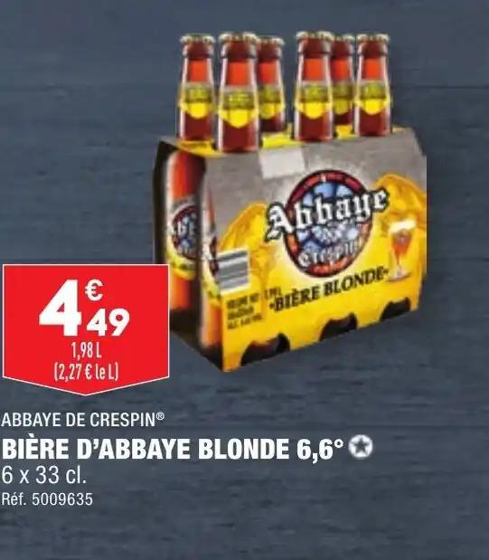 BIÈRE D'ABBAYE BLONDE 6,6°