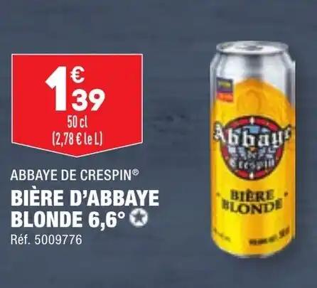 BIÈRE D'ABBAYE BLONDE 6,6°✪