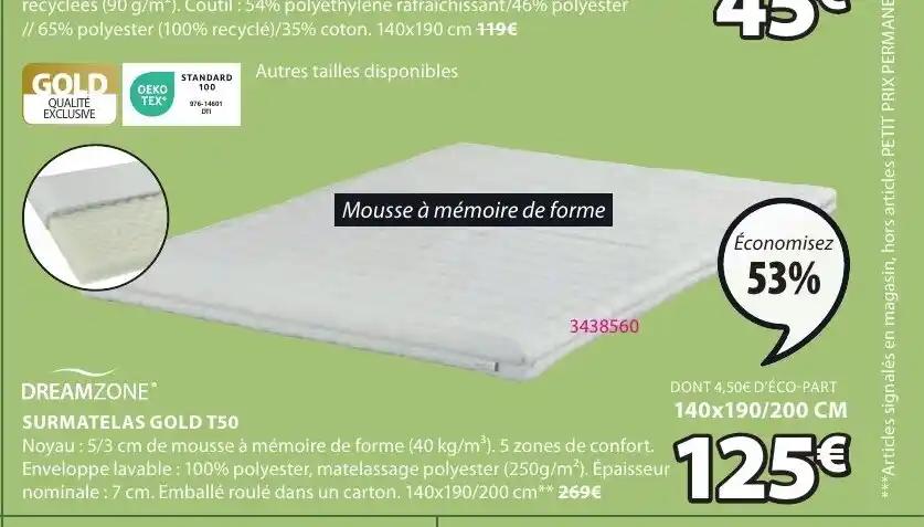 SURMATELAS GOLD T50