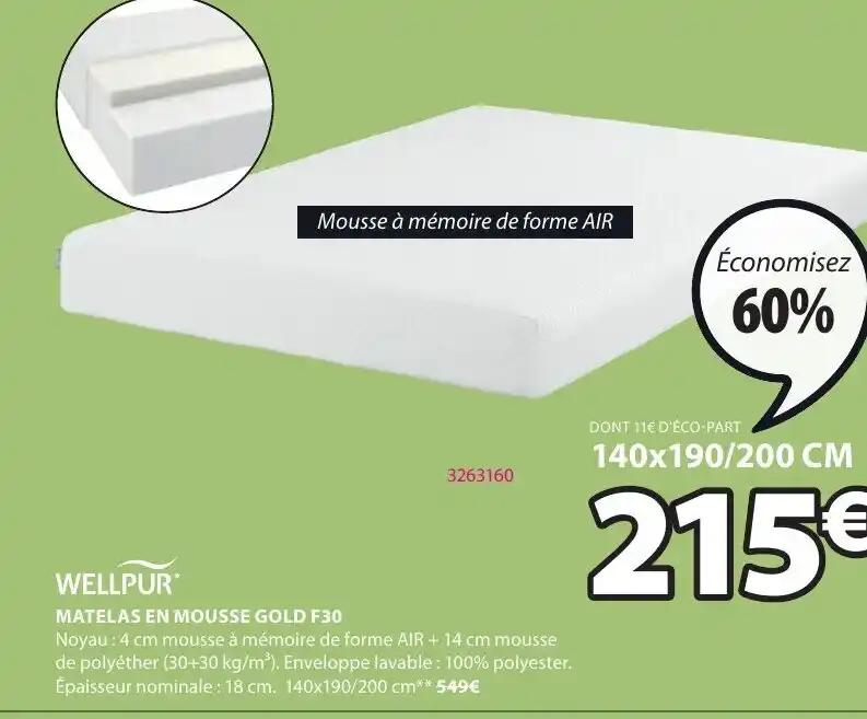 MATELAS EN MOUSSE GOLD F30