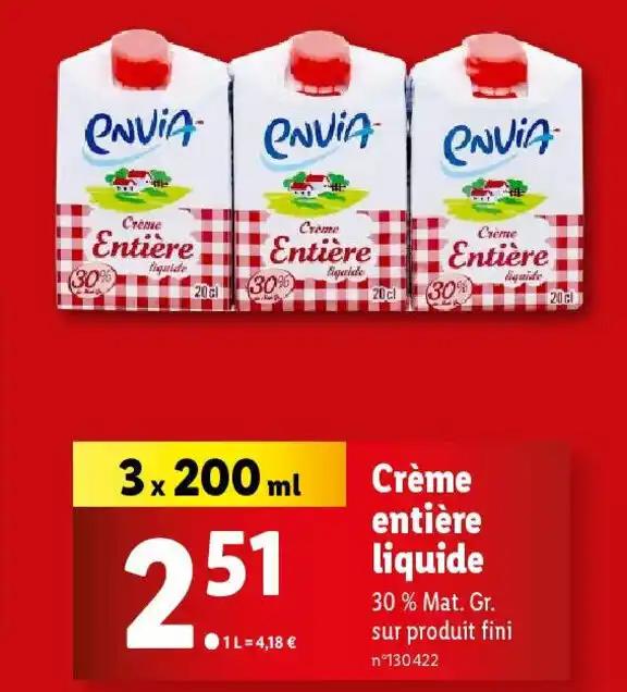 Crème entière liquide
