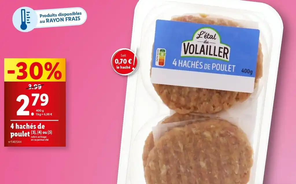 4 hachés de poulet