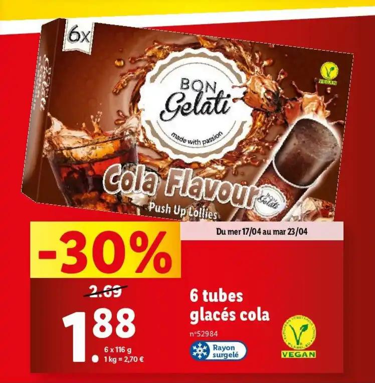 6 tubes glacés cola