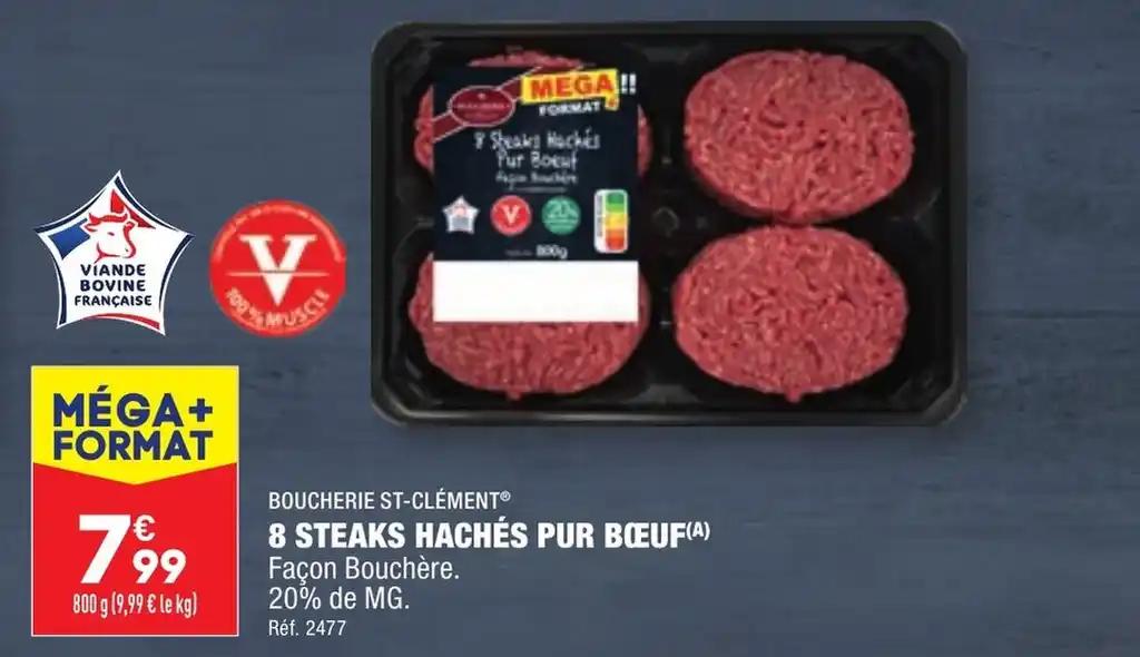 8 STEAKS HACHÉS PUR BŒUF(A)