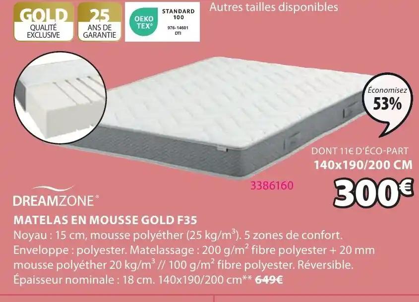 MATELAS EN MOUSSE GOLD F35