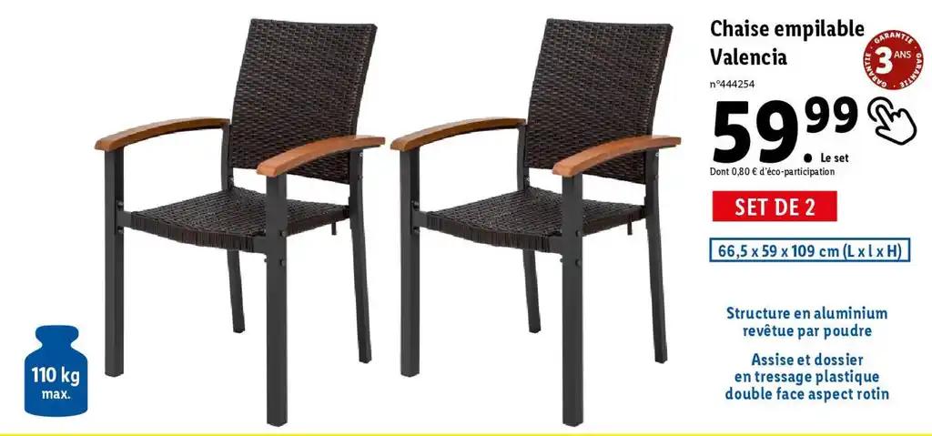 Chaise empilable Valencia