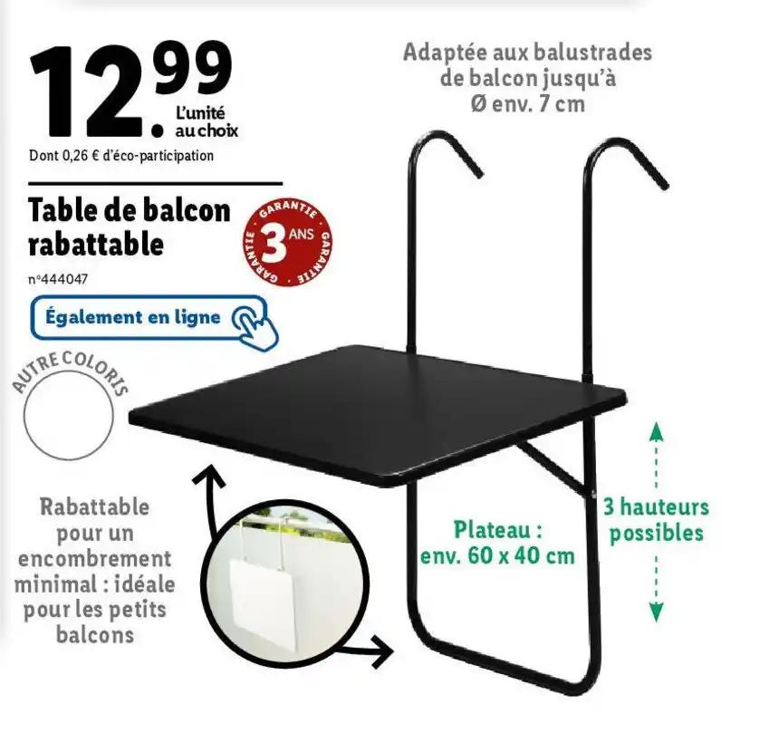 Table de balcon rabattable