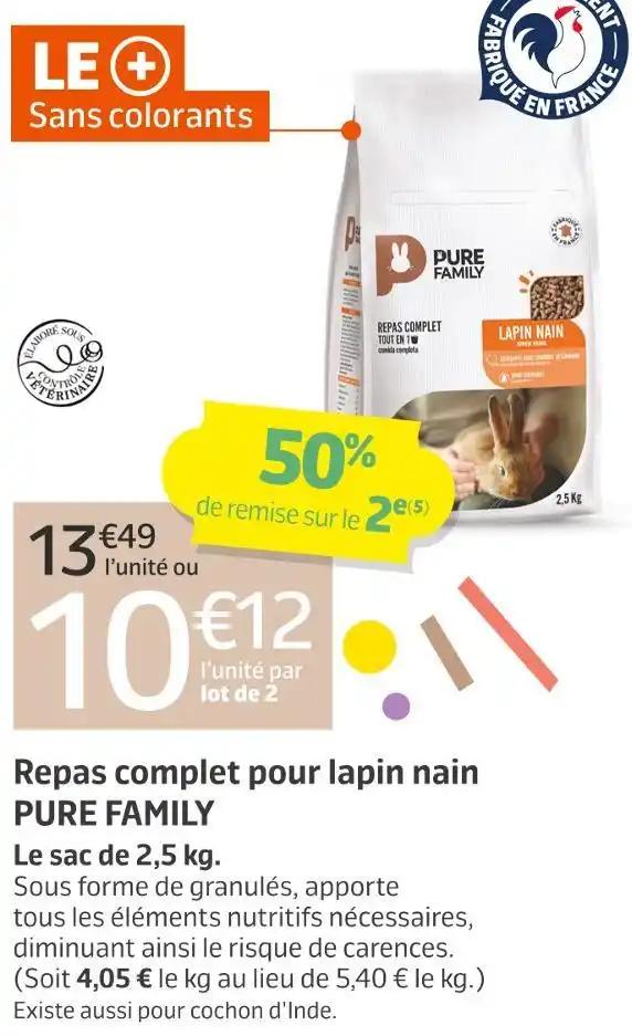 PURE FAMILY Repas complet pour lapin nain