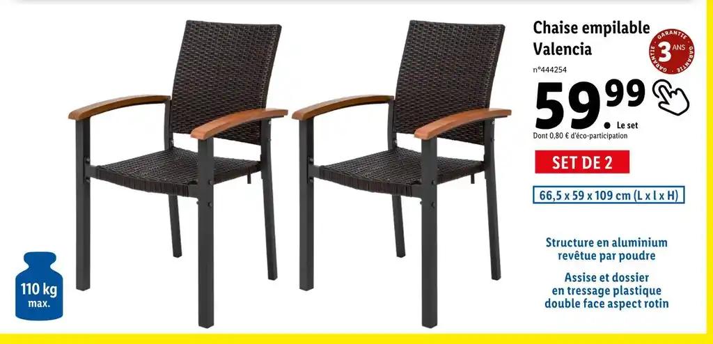 Valencia Chaise empilable