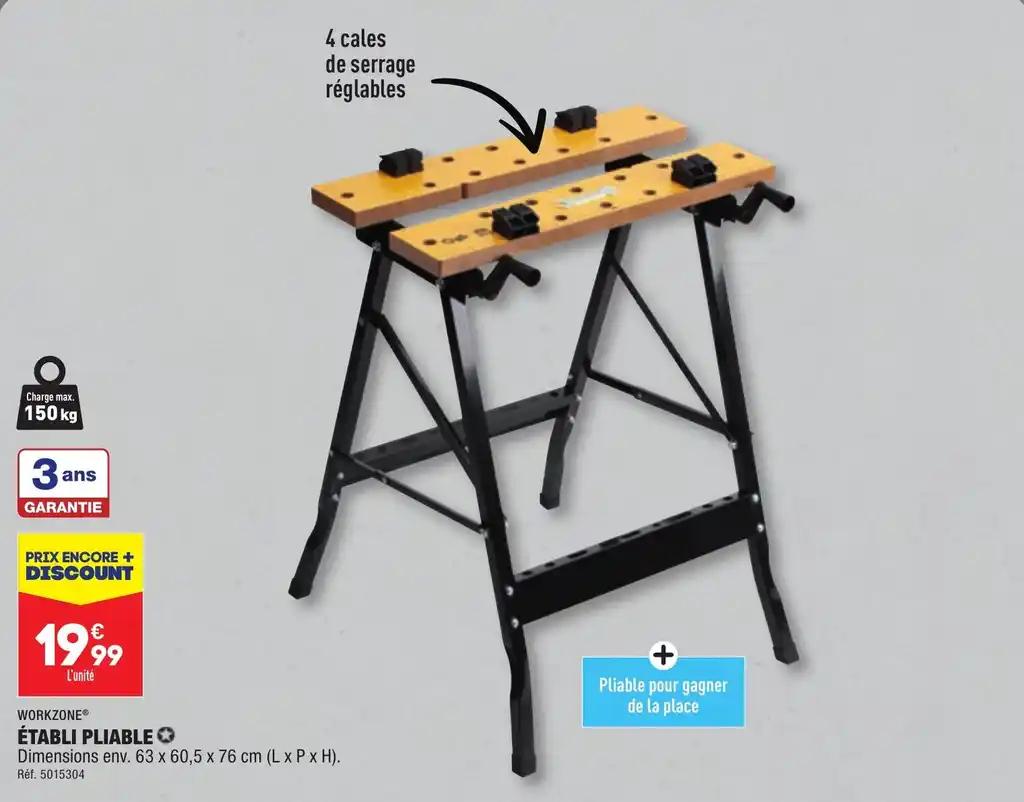 WORKZONE® ÉTABLI PLIABLE✪