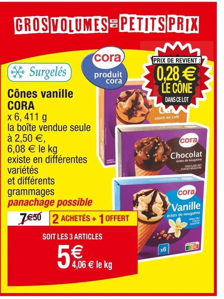 CORA Cônes vanille