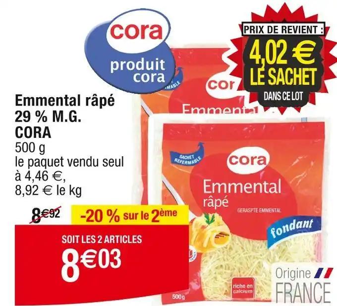 CORA Emmental râpé 29 % M.G