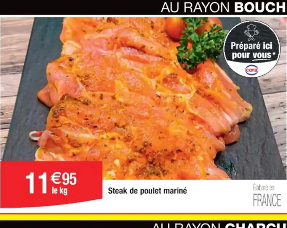 Steak de poulet mariné
