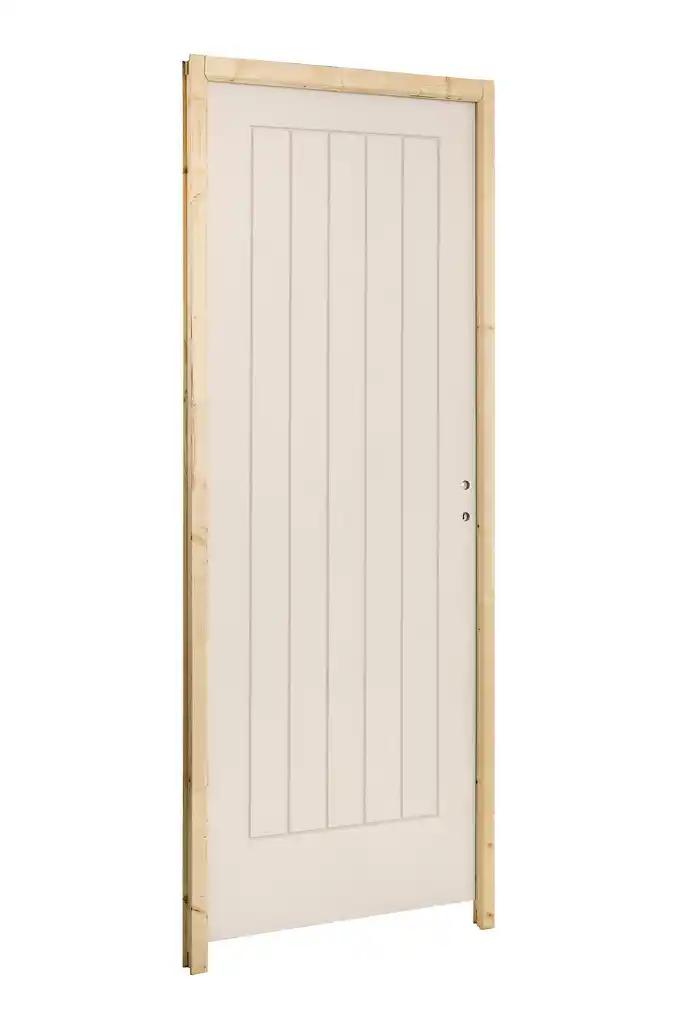 Bloc-porte Cottage 6 lignes blanc H.204 x l.83 cm, poussant gauche